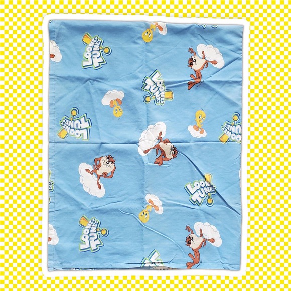 VTG 90s Looney Tunes Curtin Panels Set of 2 Fabric Taz and Tweety Bird - Picture 1 of 6
